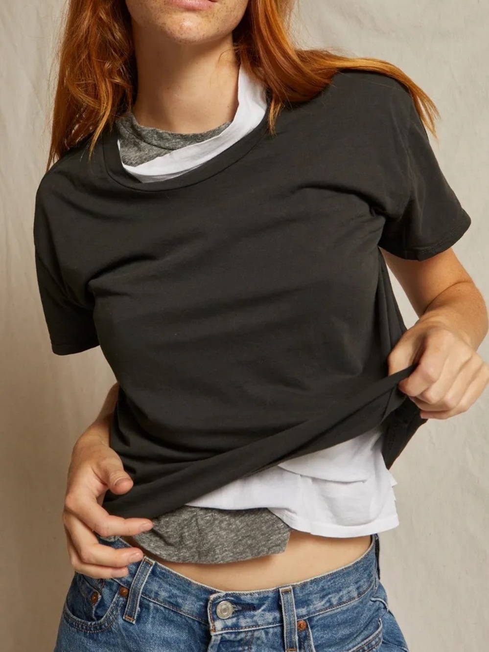 PERFECTWHITETEE Harley Boxy Crew Tee In Vintage Black
